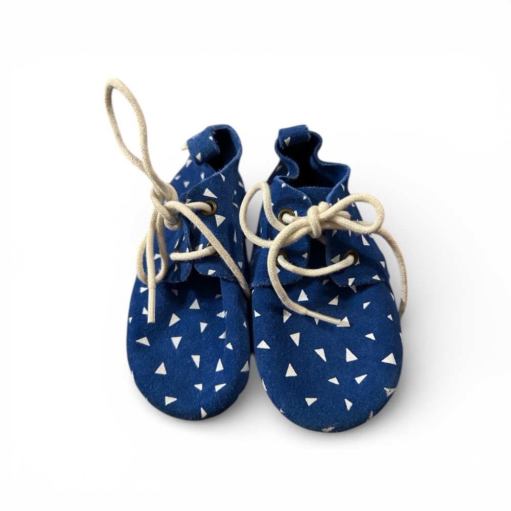 Piper Finn Leather Oxford Baby Shoes Blue Arrow Low Top Tie